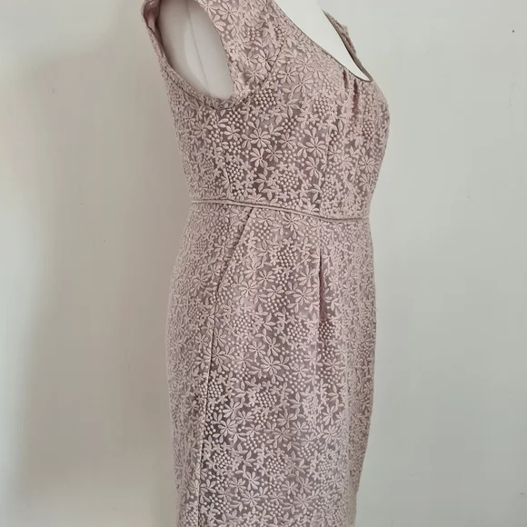 Mint Velvet taupe floral pencil dress size 16 sleeveless pockets - Picture 7 of 9